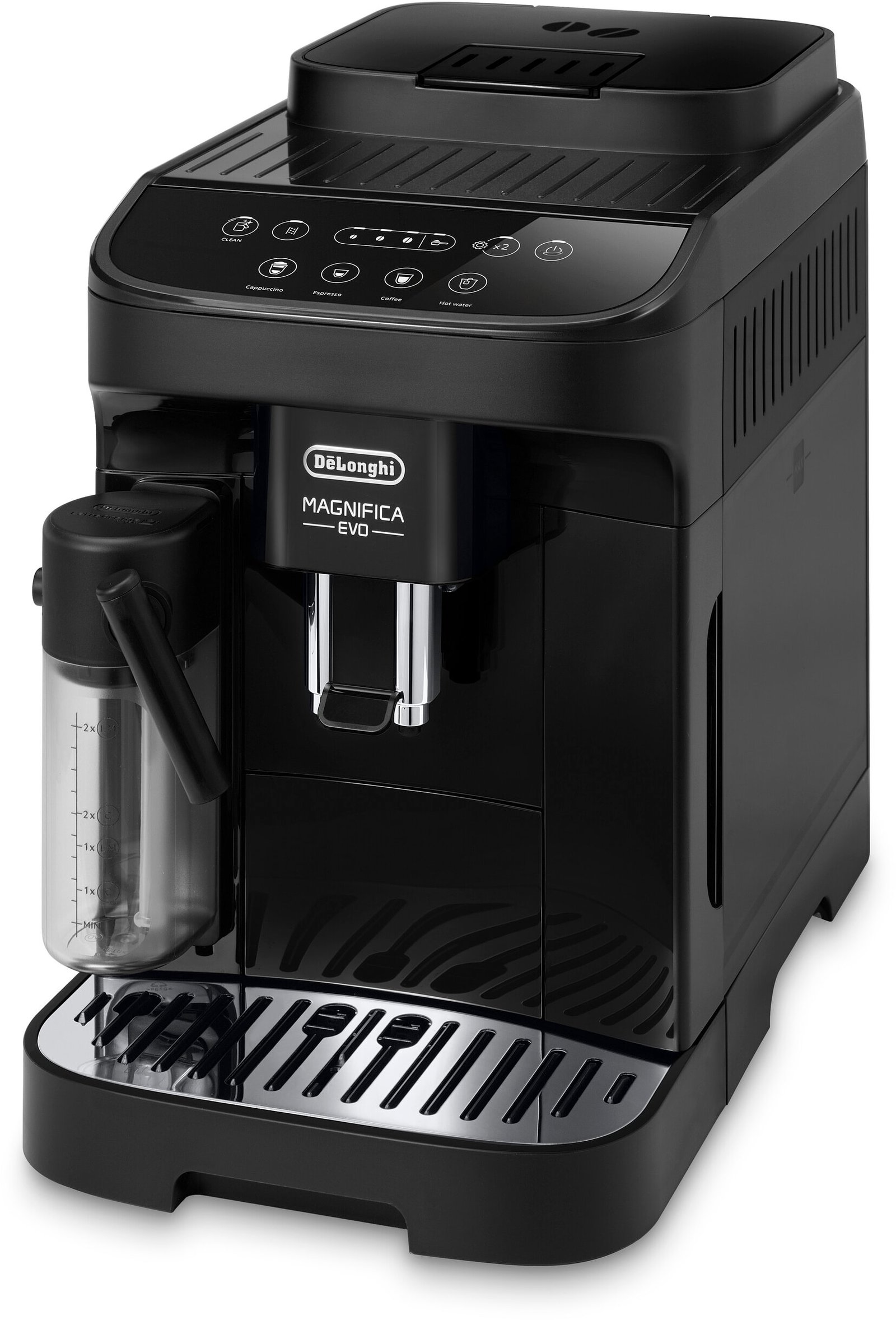 La machine à café noire DELONGHI ECAM293.52B MAGNIFICA, dotée d'un mousseur à lait sur le côté gauche, offre des performances et un style exceptionnels.