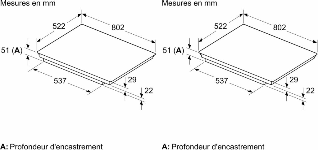 Schémas de deux objets rectangulaires dont les dimensions sont indiquées en millimètres, mettant en vedette l'appareil SIEMENS EX83RHEC1F.