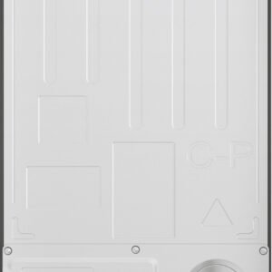 Arrière d'un ordinateur portable HAIER HWS34GGH1 métallique avec compartiments et fentes d'aération visibles. Aucune marque ni caractéristique spécifique n'est visible.