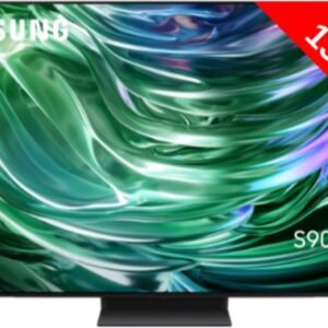Le téléviseur OLED SAMSUNG TQ55S90D 2024 est doté d'un écran éclatant de 138 cm avec un design abstrait vert saisissant.
