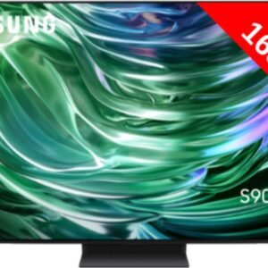 Le SAMSUNG TQ65S90D dispose d'un superbe écran de 163 cm avec un design abstrait vert brillant.