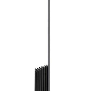 Un téléviseur à écran plat SAMSUNG TQ77S90D noir ultra-mince et moderne sur un support, vu de côté.