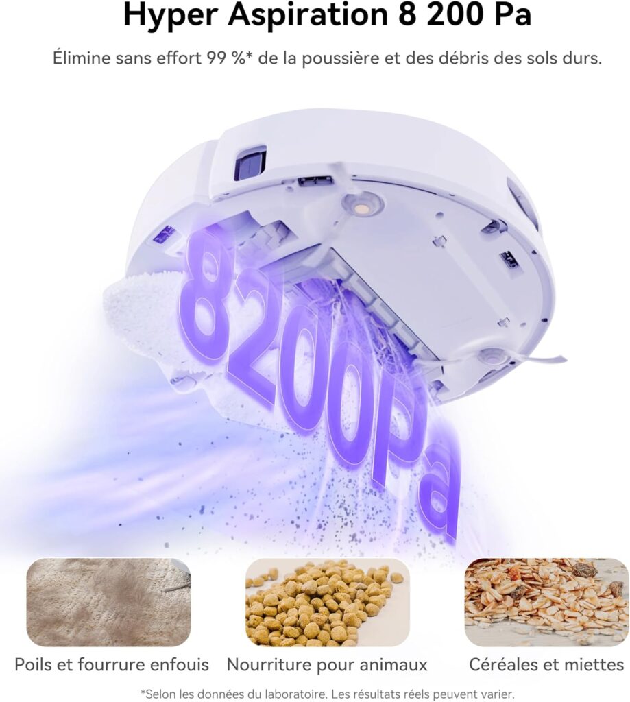 Découvrez l'aspirateur NARWAL FREO X ULTRA doté d'une puissance d'aspiration exceptionnelle de 8200 Pa, éliminant de manière experte les poils d'animaux, la nourriture et les miettes pour garder votre maison impeccable.