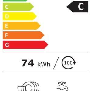 Le lave-vaisselle BOSCH SMS24EUW00F a une cote énergétique C, consomme 74 kWh pour 100 cycles et 9,0 L d'eau. Il dispose de 13 réglages avec une durée de cycle de 3:35 et fonctionne silencieusement à 44 dB.