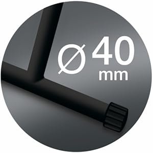 Une élégante vitrine du modèle BRAUN IB3001BK, doté d'un tube rond noir de 40 mm de diamètre dans un cadre circulaire.