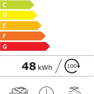 L'appareil LG F14R15WH a une étiquette énergétique A, consomme 48 kWh, fonctionne 100 cycles avec une charge de 11 kg, prend 4:00 heures par cycle, utilise 54 L d'eau et émet un bruit à 71 dB.