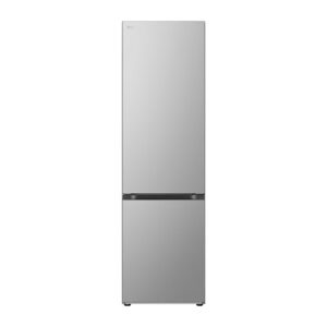 Le réfrigérateur LG GBV5240APY est grand et argenté, doté d'un congélateur inférieur et d'un design élégant.