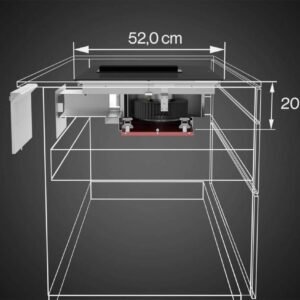 Illustration 3D présentant le FALMEC QUANTUM3421 EASY, un meuble à tiroirs compact mesurant 52,0 cm de large et 20,7 cm de profondeur, conçu pour une organisation simple et inspiré des principes de conception efficaces du Quantum3421.
