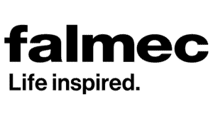 Le logo montre « falmec » en texte noir gras au-dessus du slogan « Life inspired » en police plus petite.