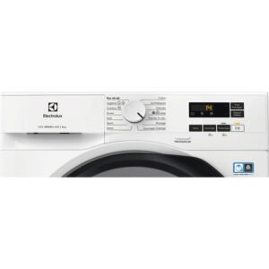La machine à laver ELECTROLUX EW6FI5814BA dispose d'un panneau de commande moderne avec affichage numérique, sélecteur de programme et boutons intuitifs pour une utilisation facile.