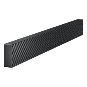 La SAMSUNG HW-QS760F est une barre de son rectangulaire noire au design minimaliste et élégant sur fond blanc. Elle offre une qualité audio haut de gamme, quel que soit l'espace.