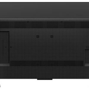 Vue arrière du téléviseur à écran plat TCL 43P79K doté d'un panneau noir texturé et de deux pieds en bas.