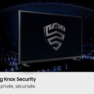 Le téléviseur SAMSUNG TQ55Q7F4AUXXC comporte le logo Samsung Knox Security et le texte "Votre vie privée, sécurisée". Profitez d'une protection avancée de votre vie privée.
