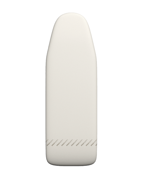 Une housse de planche à repasser LAURASTAR CONFORTBOARD blanche, avec un dessus arrondi et des côtés légèrement effilés, est présentée sur un fond blanc.