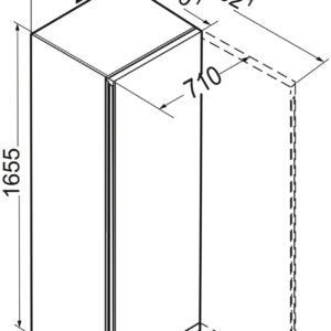 Dessin technique du LIEBHERR FND7026-22, une armoire rectangulaire haute, avec des mesures millimétriques précises.