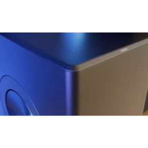 Gros plan sur le PHILIPS TAFW1/10, un appareil électronique élégant de couleur bleu foncé, aux coins arrondis et portant le logo Fidek.