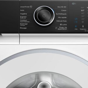 Gros plan du panneau de commande du lave-linge SIEMENS WG56H2A5FR, avec son écran et son cadran de programmation.