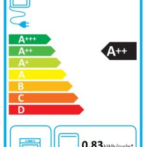 Étiquette énergétique de l'UE pour LG WS9D7676CB : Classé A++ (échelle A+++ à D), 76L par cycle, consomme 0,83/0,51 kWh par cycle.
