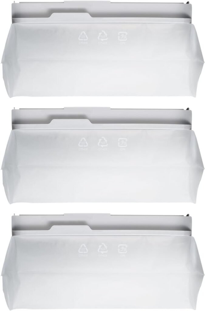 Trois bacs transparents NARWAL SACS FREO X PLUS & X ULTRA pour porte de réfrigérateur, empilés verticalement sur fond blanc, idéaux pour organiser votre espace de réfrigération.