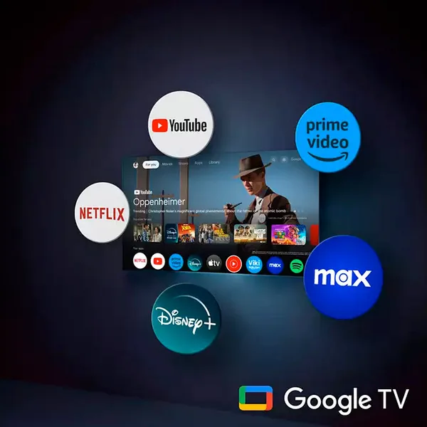 Le PHILIPS 65OLED850/12 est équipé de Google TV, ce qui vous permet d'accéder facilement aux principales applications de streaming, notamment YouTube, Prime Video, Netflix, Max et Disney+, pour un divertissement sans faille.