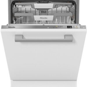 En ouvrant le lave-vaisselle MIELE G 5863 SCVI EXCELLENCE, vous découvrirez des casiers visibles et un affichage numérique indiquant les 58 minutes restantes, ce qui témoigne de sa conception supérieure.