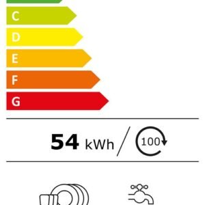 Le lave-vaisselle MIELE G 5863 SCVI EXCELLENCE affiche une étiquette énergétique A, consomme 54 kWh/100 cycles, peut contenir 14 couverts, consomme 8,2 litres par cycle, fonctionne pendant 4:18 heures et est silencieux à seulement 43 dB.