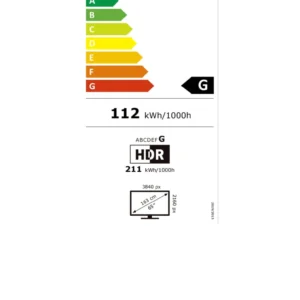 Le téléviseur SAMSUNG TQ65LS03WF possède un label énergétique européen G, consomme 112 kWh/1000h et dispose d'un écran de 163 cm (65") avec une résolution de 3840 x 2160 px.