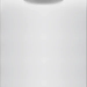 Vue de face du lave-vaisselle BOSCH SMS25AW10F en blanc, avec un panneau de commande numérique noir moderne et un écran placé en haut.