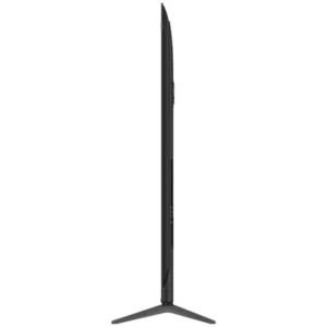 Vue latérale du téléviseur à écran plat ultraplat TCL 65P8K sur un support, sur fond blanc.