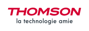 Logo de Thomson avec le slogan "la technologie amie" en français sur un fond clair, reflétant son lien avec TCL.