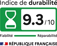 Le lave-linge frontal LG F20F12WST a un indice de durabilité français de 9,3/10 pour la fiabilité et la réparabilité.