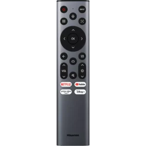 La télécommande HISENSE C2 PRO comporte des boutons dédiés à Netflix, YouTube, Prime Video et Disney+.