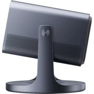 Le moniteur gris élégant HISENSE C2 PRO vu de l'arrière, mettant en valeur son large pied et sa section de haut-parleurs perforée.