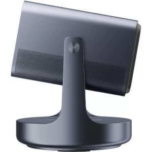 Vue arrière élégante de l'écran intelligent HISENSE C2 ULTRA, mettant en valeur sa finition moderne gris foncé, sa base circulaire et sa grille de haut-parleur intégrée.