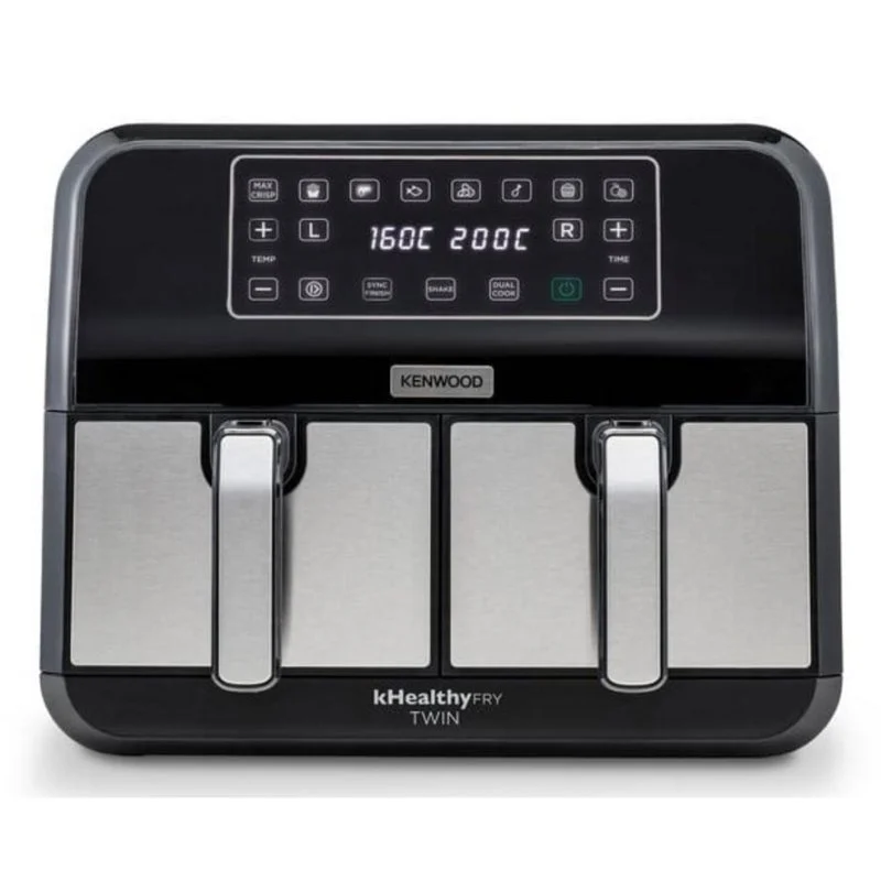 La friteuse KENWOOD HFM20.000MB est dotée de deux compartiments et d'un affichage numérique indiquant 160°C et 200°C.