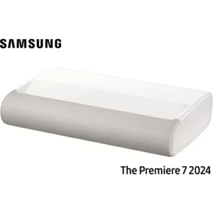 Le projecteur SAMSUNG SP-PLU7D présente un design élégant et moderne en blanc et gris.