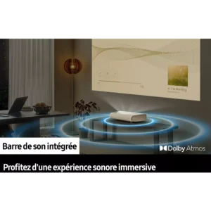Le projecteur SAMSUNG SP-PLU7D offre un son Dolby Atmos digne du cinéma et un son immersif pour un home cinéma inégalé dans votre salon.