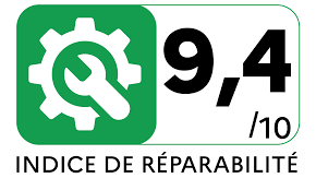 Un engrenage vert avec une icône de clé à molette présente le lave-vaisselle BOSCH SMI4HCB07E, affichant une note de réparabilité de 9,4/10 en français ci-dessous.