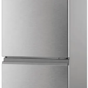 Le HAIER HTW5618ENMG est un réfrigérateur en acier inoxydable avec trois tiroirs et un panneau de commande numérique sur la porte supérieure.