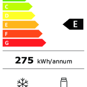 Le réfrigérateur SAMSUNG RT53DG7A14S9/EF a une cote énergétique E, consomme 275 kWh/an, a une capacité de congélation de 126 litres, une capacité de réfrigération de 404 litres et fonctionne silencieusement à 37 dB.