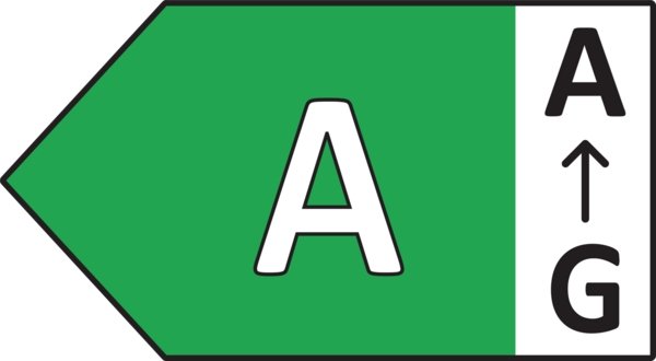 Le SIEMENS WM14N27AFR affiche une étiquette d'efficacité énergétique verte, mettant en évidence un "A" proéminent avec une flèche ascendante de "G" à "A" sur le côté droit.