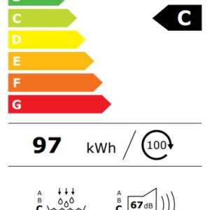 L'AEG TR81A3G6BOE a un label énergétique de classe C, consomme 97 kWh/100 cycles, fonctionne à 67 dB de bruit, traite une charge de 8 kg et effectue un lavage en 2:55 - idéal pour une lessive efficace.