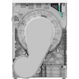 Vue arrière de l'AEG TR81A3G6BOE mettant en évidence ses composants internes, son tuyau et son câblage.
