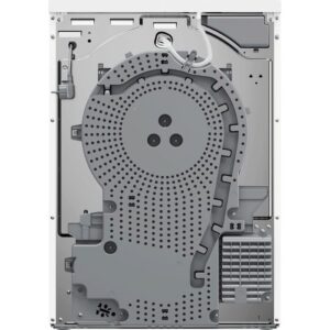 Vue arrière du lave-vaisselle AEG TR95A9B6BW, montrant ses composants internes, ses tuyaux et ses différents panneaux d'accès.