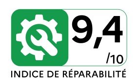 L'icône vert et blanc de la note de réparabilité affiche une note de 9,4/10 pour le BOSCH SMV4EB806E.