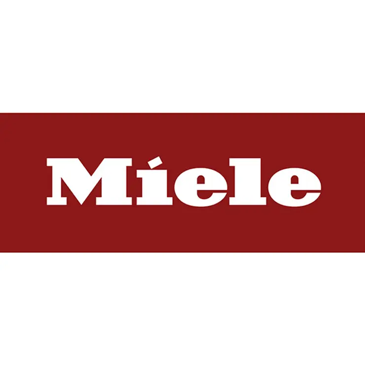 Le logo Miele en blanc sur rouge représente la marque de confiance MIELE, connue pour ses appareils de qualité tels que le lave-linge MIELE WWB360WCS.