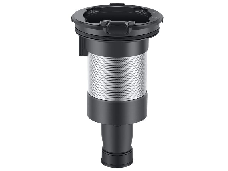 Filtre à vide cylindrique avec un corps en maille et des extrémités en plastique noir, conçu pour l'aspirateur SAMSUNG VS20B75B1R1.