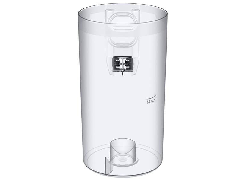 Compatible avec le modèle SAMSUNG VS20B75B1R1, ce réservoir d'eau cylindrique transparent est doté d'une poignée, d'une ligne de remplissage MAX et d'une ouverture par le bas.
