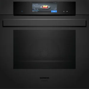 Le SIEMENS HB978GNM1 est un four encastrable noir élégant doté d'un écran tactile numérique, qui allie style moderne et fonctions de cuisson intelligentes.
