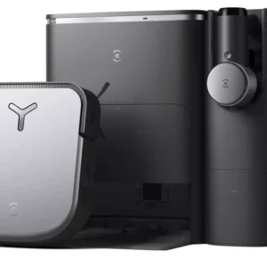 Trois aspirateurs robots ECOVACS X2 COMBO noirs et gris sont présentés côte à côte sur un fond blanc.